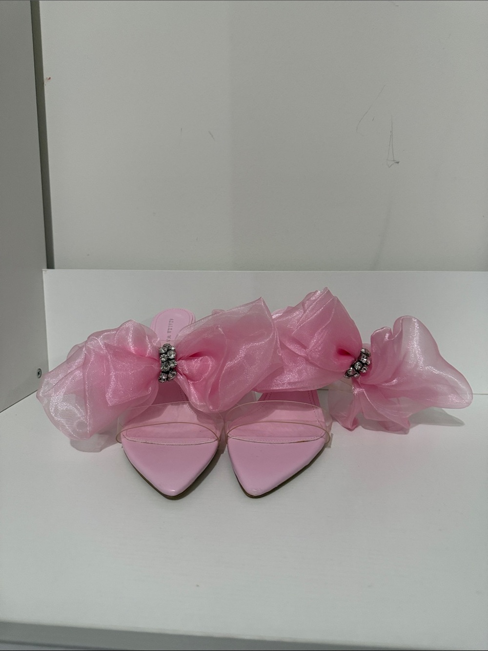 Pink Organza Floral Stiletto Mules - Picture 5 of 5